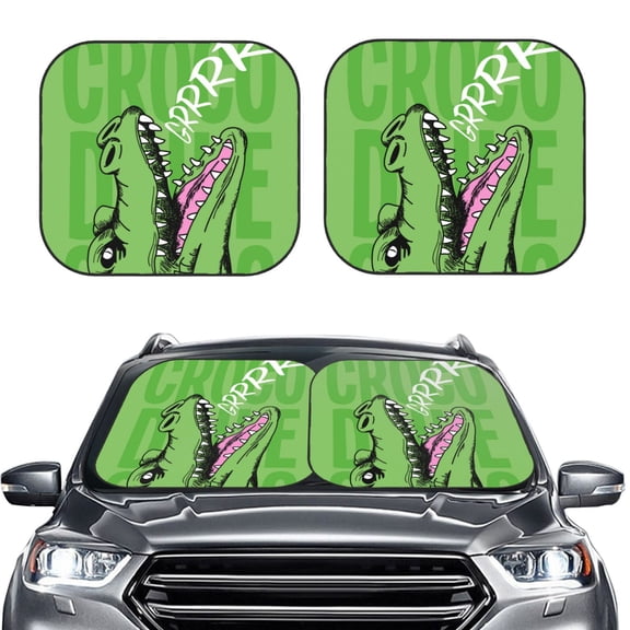 Picia CROCODILE HEAD 2 Piece Car Windshield Sun Shade Foldable | Foldable Sun Shield for Front Window Blocks UV Rays and Keeps Your Vehicle Cool-Small