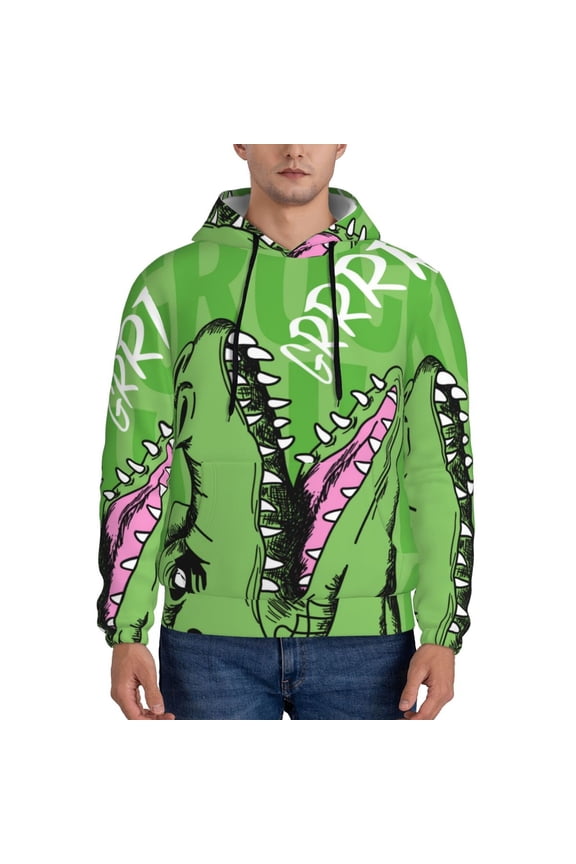 CROCODILE HEAD Pattern Casual Men's Hoodie - Lightweight Hooded Sweatshirt with Kangaroo Pocket, Comfortable Pullover for Everyday, Travel-XX-Large