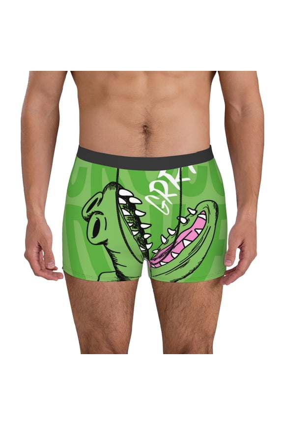 CROCODILE HEAD Pattern Men’s Boxer Briefs – Soft & Breathable Underwear, Stretchy & Comfortable Fit, Supportive Pouch Design, Moisture-Wicking-Medium