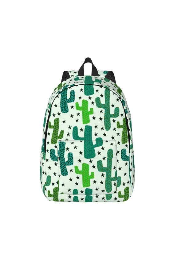Cactus 1 Printed Canvas Daypack - Stylish and Durable Vintage Compact Backpack - Class, Work, Travel, or Laptop Bookbag,Organized Compartments-Medium