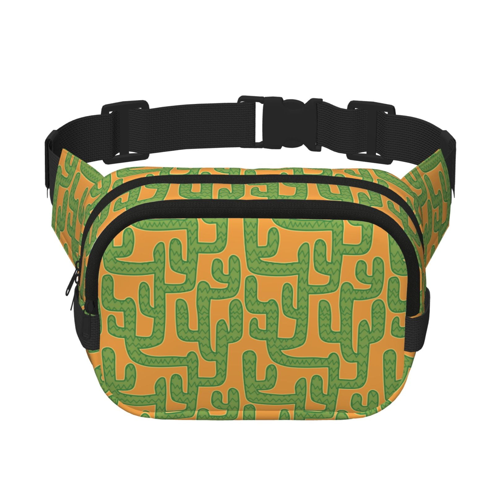 Picia Cactus 2 Print Square Double-Layer Waist Bag Mini Adjustable Waist Belt Bag Exercise Running Travel Hiking