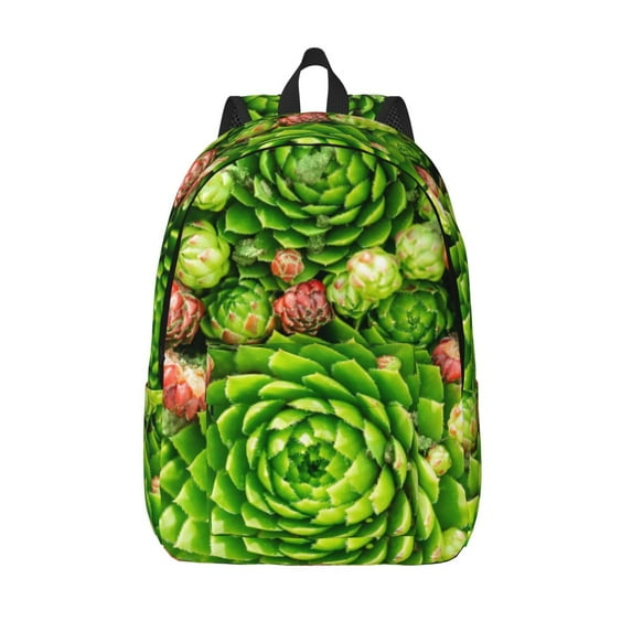 Picia Cactus And Succulents Printed Canvas Daypack - Stylish and Durable Vintage Compact Backpack - Class, Work, Travel, or Laptop Bookbag,Organized Compartments-Medium