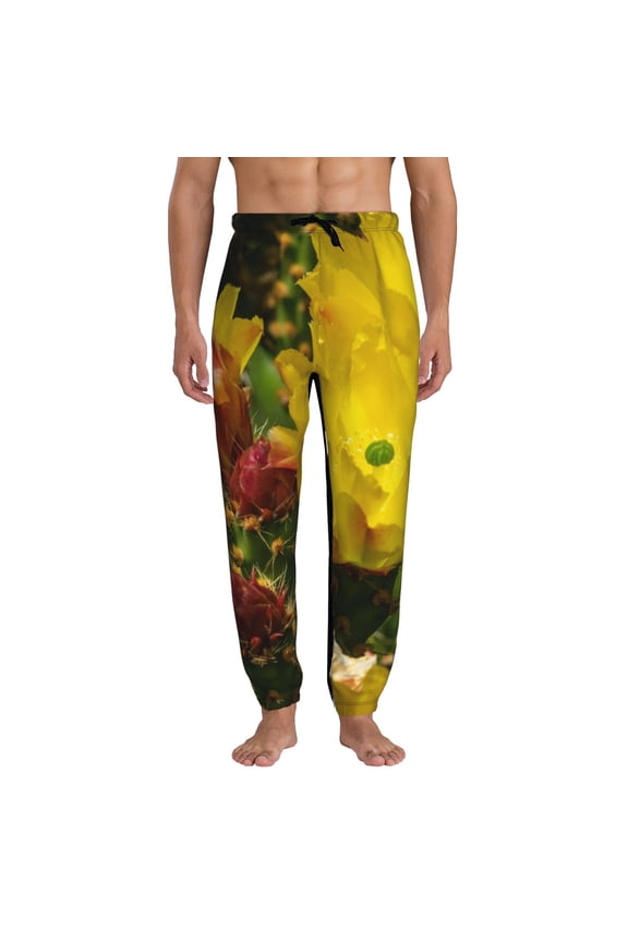 Cactus Flowers Pattern Mens Casual Joggers Athletic Sweatpants Workout Sports Pants with Pockets Activewear Fitness Apparel-
