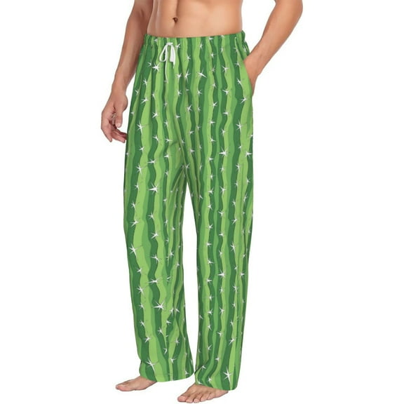Picia Cactus Mens Soft Woven Cotton Elastic Waistband Sleep Pajama Pant Lounge Sleep Pant With Pockets And Drawstring-Large
