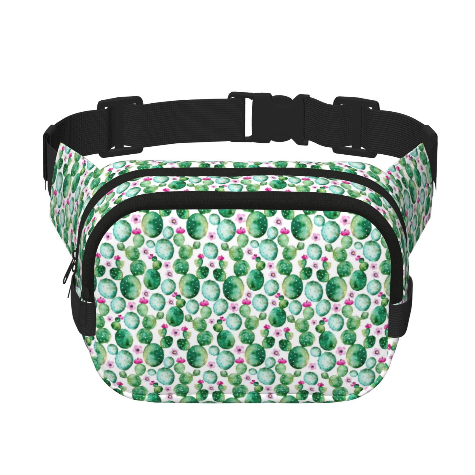 Picia Cactus Plants Print Square Double-Layer Waist Bag Mini Adjustable Waist Belt Bag Exercise Running Travel Hiking