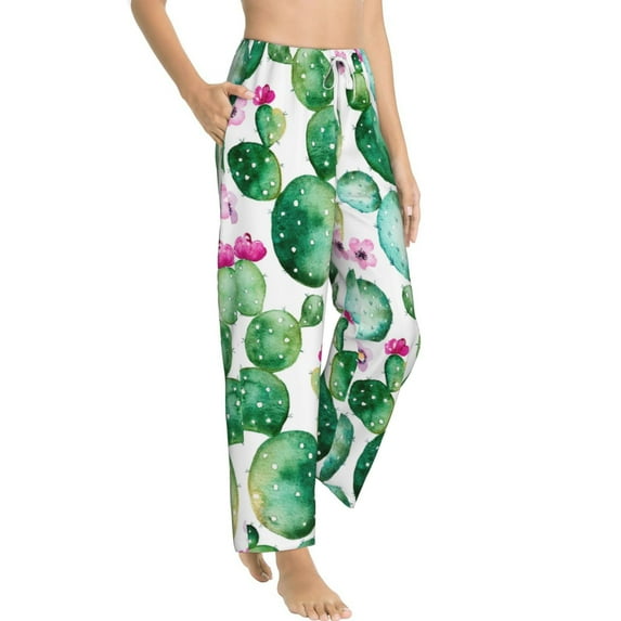 Picia Cactus Plants Womens Soft Woven Cotton Elastic Waistband Sleep Pajama Pant Lounge Sleep Pant With Pockets And Drawstring-XX-Large