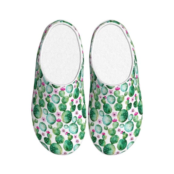 Picia Cactus Plants for Women's Lamb-hug Comfy Fleece House Slippers Memory Foam, Slip-on House Shoes Indoor Outdoor-39/40