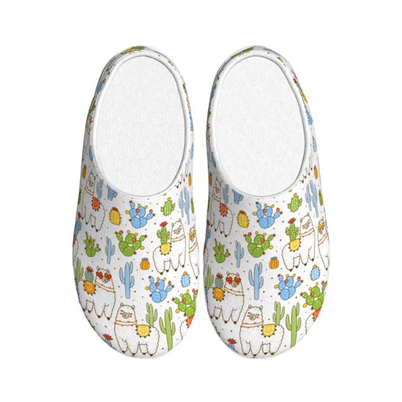 Picia Cactus Plants for Women's Lamb-hug Comfy Fleece House Slippers Memory Foam, Slip-on House Shoes Indoor Outdoor-39/40