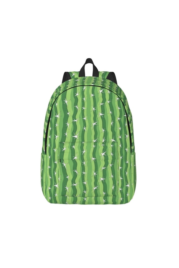 Cactus Printed Canvas Daypack - Stylish and Durable Vintage Compact Backpack - Class, Work, Travel, or Laptop Bookbag,Organized Compartments-Medium