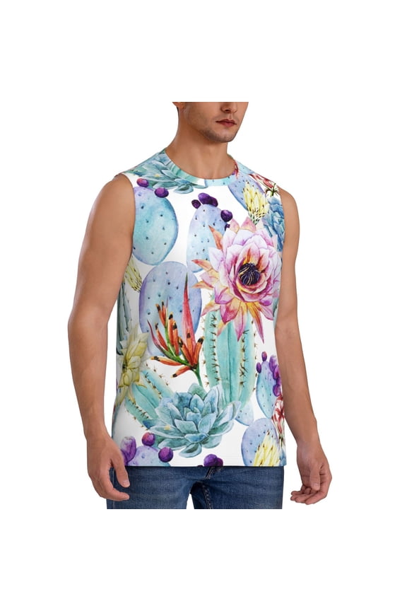 Cactus mens Cotton Tank Undershirts , Moisture-wicking Ribbed Tanks, Lightweight Cotton Tank Undershirts-X-Large