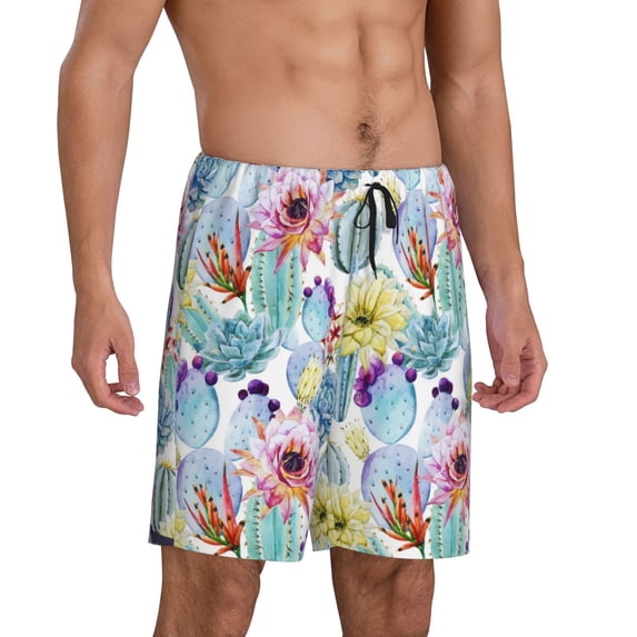 Picia Cactus1 Pajama Shorts for Men, Men's Pajama Bottoms, Sleepwear,Short Pajama Pants-X-Large