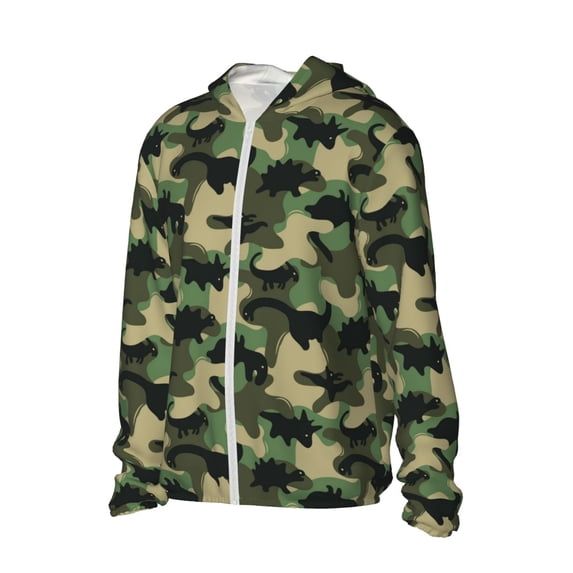 Picia Camouflage Dinosaur Women's Men's UPF 50+ Sun Protection Hoodie Shirt Long Sleeve SPF Fishing Outdoor UV Hiking Lightweight Shirts-3X-Large