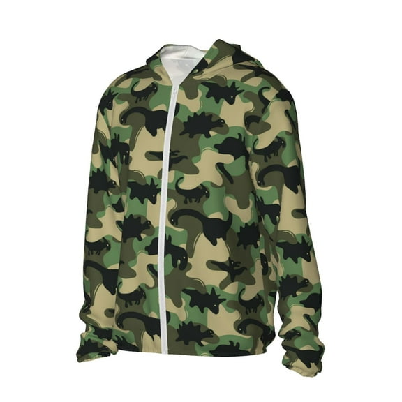 Picia Camouflage Dinosaur Women's Men's UPF 50 Sun Protection Hoodie Shirt Long Sleeve SPF Fishing Outdoor UV Hiking Lightweight Shirts-Small