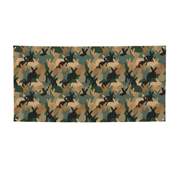 Picia Camouflage Rabbit Pattern Party Banner, Festive Decoration, Holiday Banner, Celebration Decor, Event Banner, Reusable Party Banner-Medium