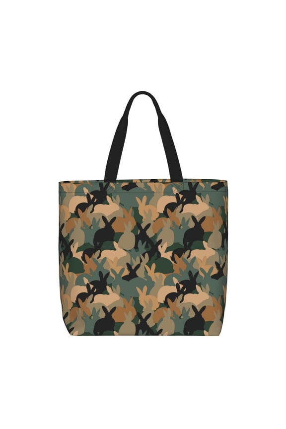 Camouflage Rabbit for Tote Bag for Women with Zipper, Gym Tote with Compartments, Laptop Work Tote Nurse Dance Yoga Bag for Sport, Travel