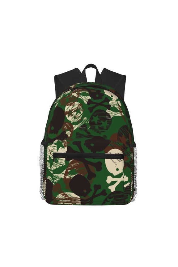 Camouflage Skull Large Capacity Backpack Classic Style Backpack Casual Backpack Water-Resistant School Work Travel Outdoor Backpack