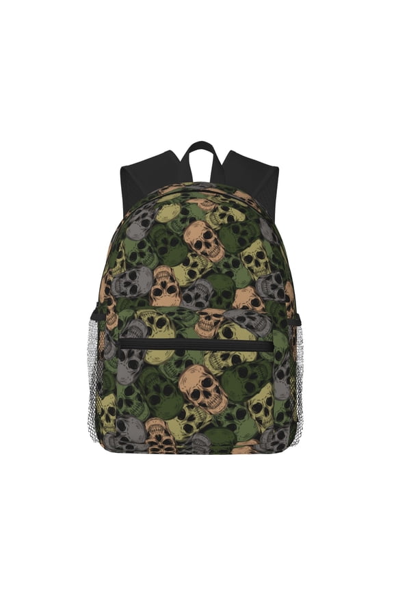 Camouflage Skulls Large Capacity Backpack Classic Style Backpack Casual Backpack Water-Resistant School Work Travel Outdoor Backpack