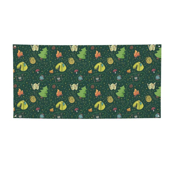Picia Camp In The Forest Pattern Party Banner, Festive Decoration, Holiday Banner, Celebration Decor, Event Banner, Reusable Party Banner-Small