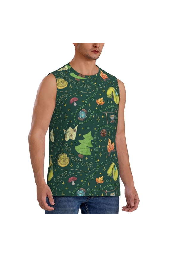 Camp In The Forest mens Cotton Tank Undershirts , Moisture-wicking Ribbed Tanks, Lightweight Cotton Tank Undershirts-X-Large