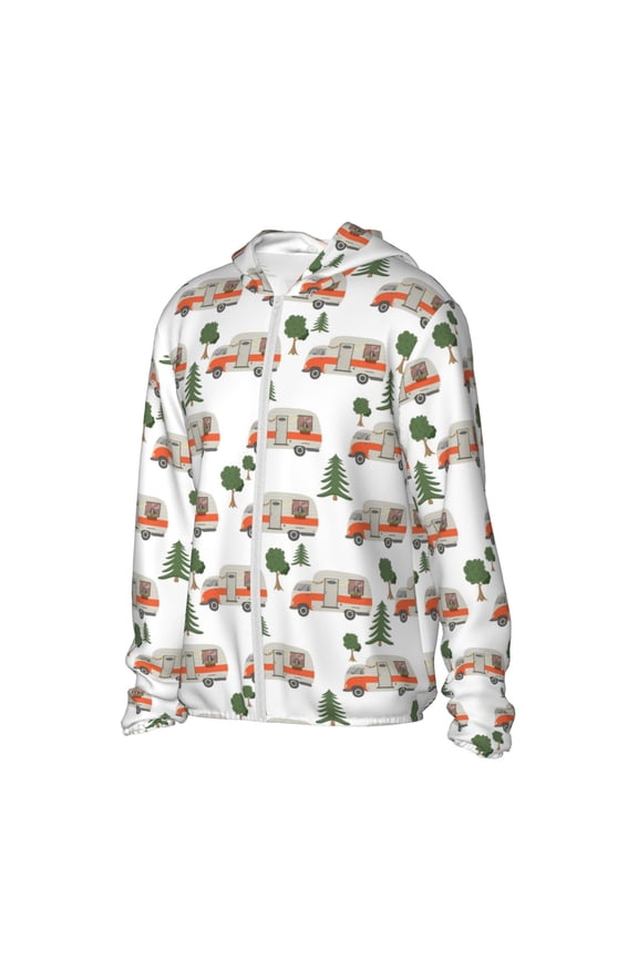 Camp Van Women's Men's UPF 50+ Sun Protection Hoodie Shirt Long Sleeve SPF Fishing Outdoor UV Hiking Lightweight Shirts-Small