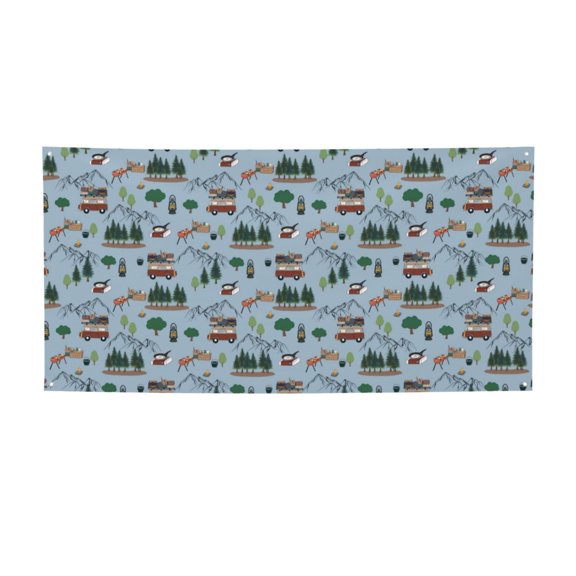 Picia Camping Caravan Pattern Party Banner, Festive Decoration, Holiday Banner, Celebration Decor, Event Banner, Reusable Party Banner-Small