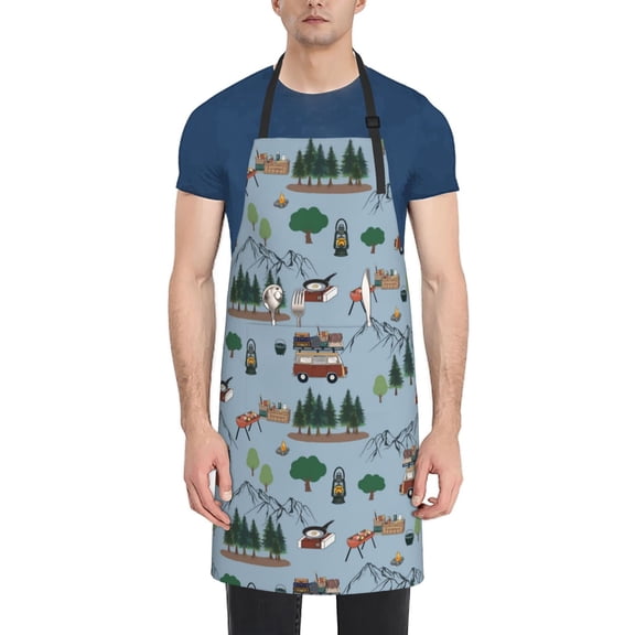 Picia Camping Caravan Waterproof Apron for Unisex Adult - Adjustable Bib Apron with Pockets, Ideal for Cooking, Gardening, Painting, and Household Chores