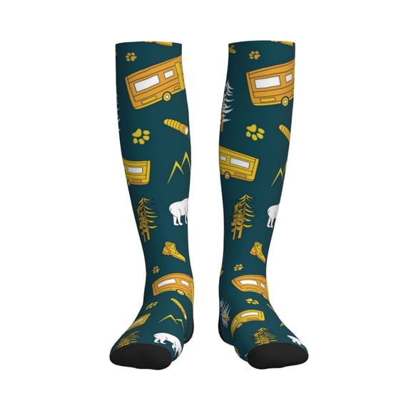 Picia Camping Printed Sports Compression Socks - 15-20mmHg Graduated Compression, High-Performance Soft and Breathable Socks for Men and Women