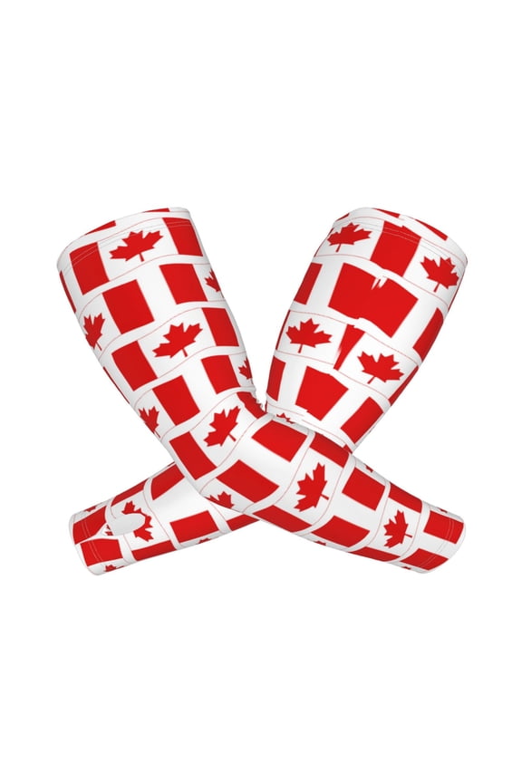 Canada Arm Sleeves for Men and Women - Tattoo Cover Up UPF 50+ Cooling Sports Sleeve for Basketball Golf Football-One Size
