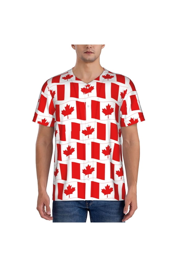 Canada Pattern Mens Polo Shirts Quick Dry Short Sleeve Golf T Shirt Performance Moisture Wicking Casual Workout Baseball T-shirt-Small