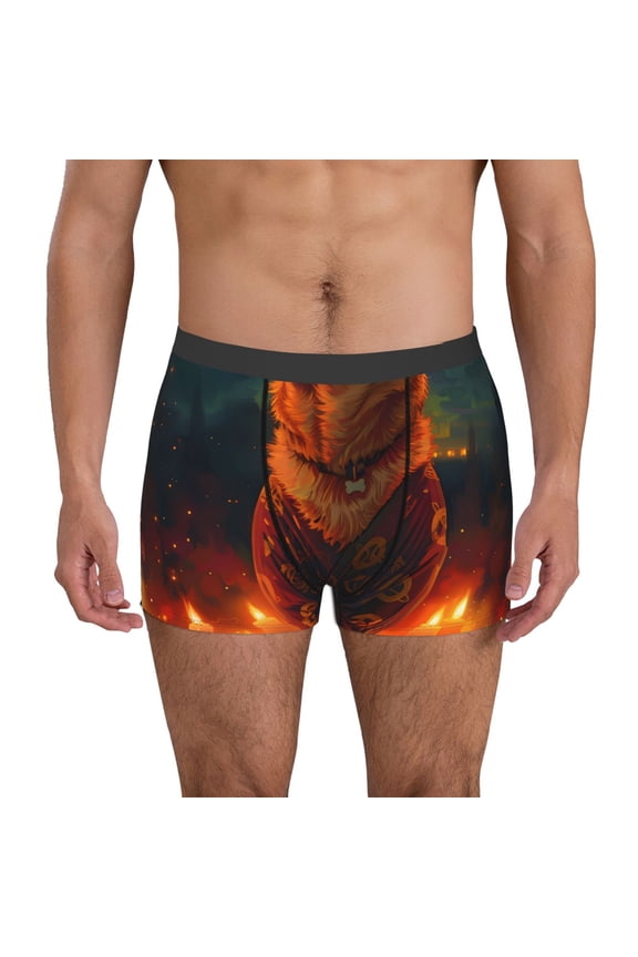 Candle Shepherd Dog Pattern Men’s Boxer Briefs – Soft & Breathable Underwear, Stretchy & Comfortable Fit, Supportive Pouch Design, Moisture-Wicking-XX-Large