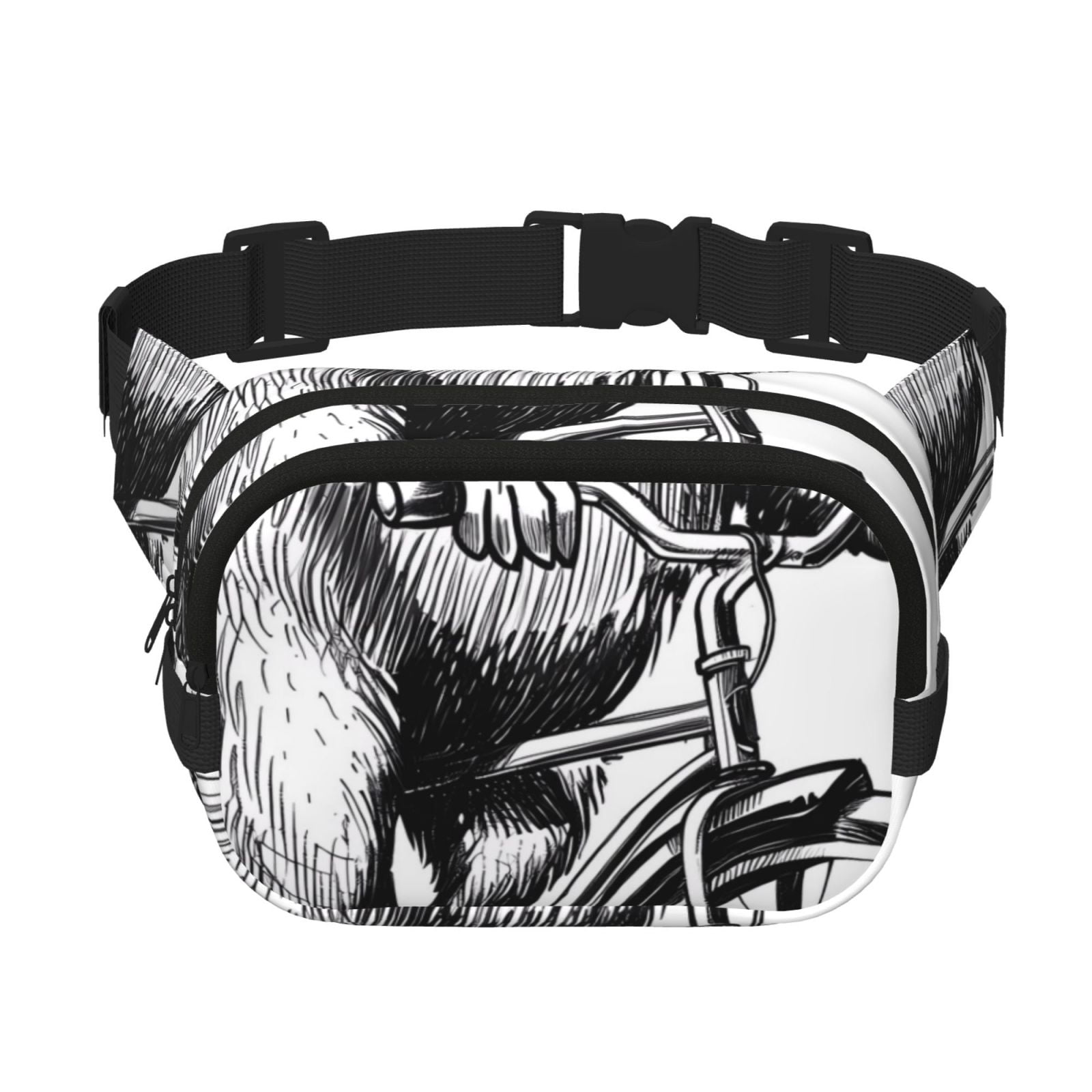 Picia Capybara Riding Bicycle Print Square Double-Layer Waist Bag Mini Adjustable Waist Belt Bag Exercise Running Travel Hiking