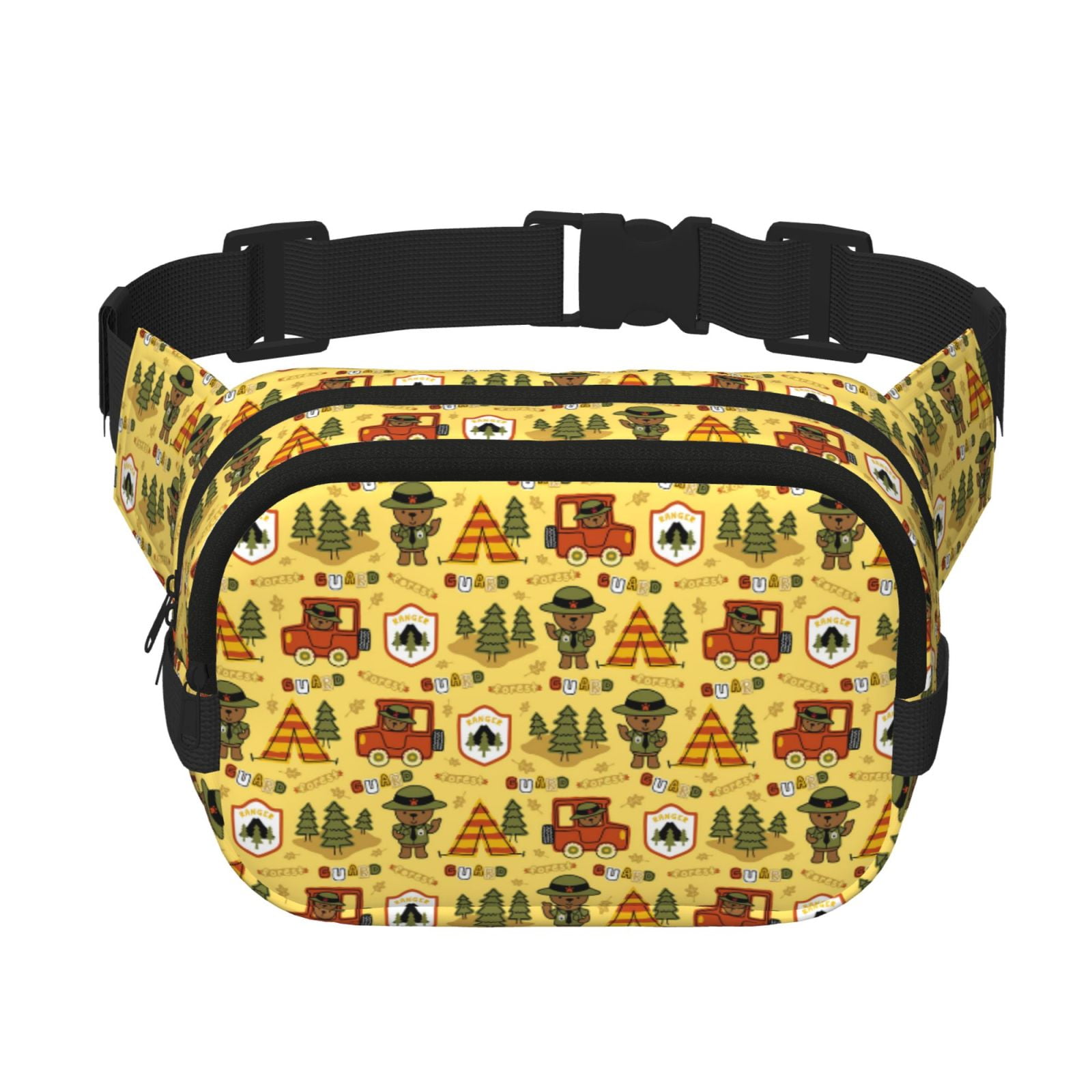 Picia Car Tent Trees Print Square Double-Layer Waist Bag Mini Adjustable Waist Belt Bag Exercise Running Travel Hiking