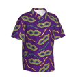 thumbnail image 1 of Picia Carnival Masks and Beads Gentle Cotton Regular Fit Short Sleeve Casual Hawaiian Shirt for Men-X-Large, 1 of 1