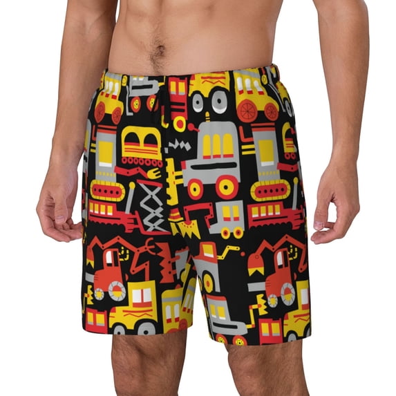 Picia Cars pattern Mens Swim Trunks with Compression Liner Stretch Beach Shorts Quick Dry with Zipper Pockets No-Chafing Board Shorts-Large