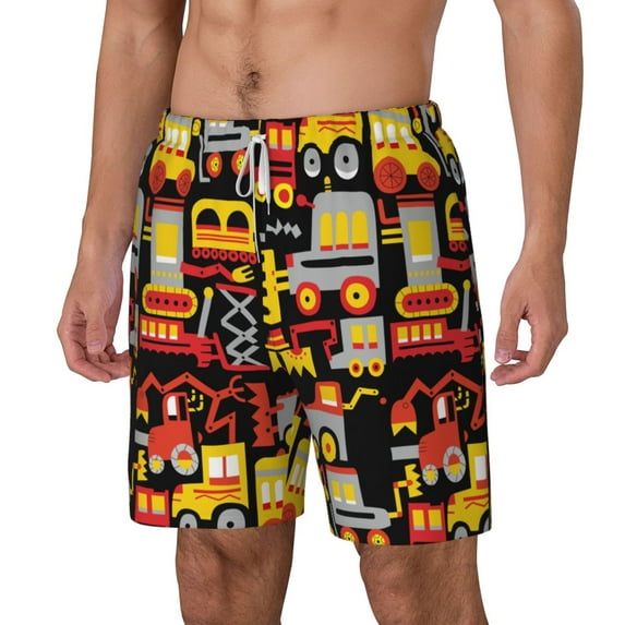 Picia Cars pattern Mens Swim Trunks with Compression Liner Stretch Beach Shorts Quick Dry with Zipper Pockets No-Chafing Board Shorts-X-Large