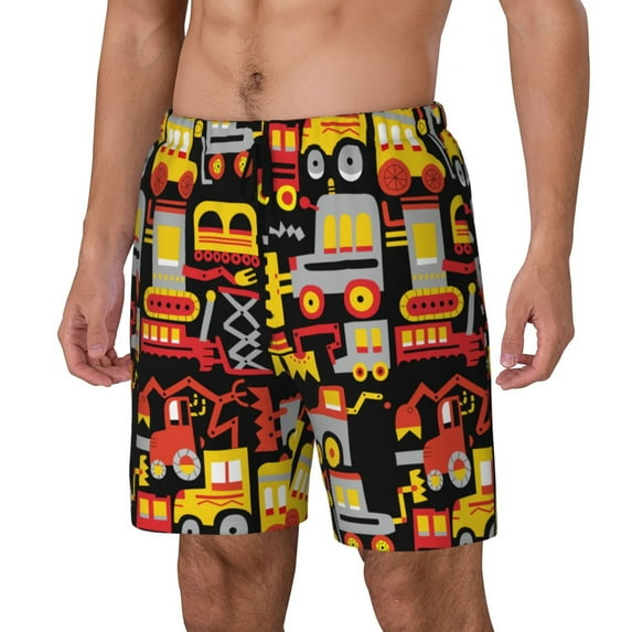 Picia Cars pattern Mens Swim Trunks with Compression Liner Stretch Beach Shorts Quick Dry with Zipper Pockets No-Chafing Board Shorts-XX-Large