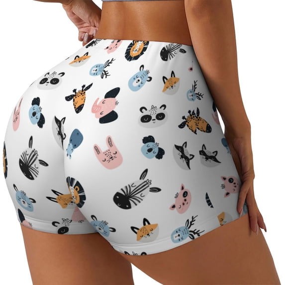 Picia Cartoon Animals Printed Workout Shorts for Women Seamless Scrunch Butt Lifting High Waisted Yoga Gym Booty Running Moisture-wicking Short Pants-XX-Large