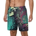 thumbnail image 1 of Picia Cartoon Art Skull pattern Mens Swim Trunks with Compression Liner Stretch Beach Shorts Quick Dry with Zipper Pockets No-Chafing Board Shorts-Large, 1 of 9