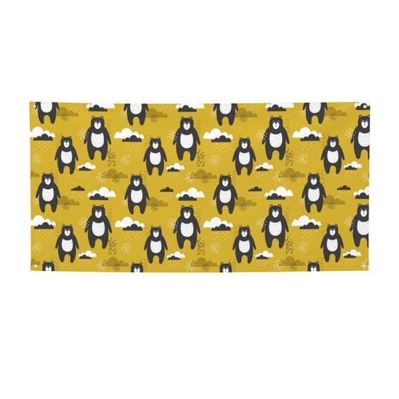 Picia Cartoon Bear Yellow Pattern Party Banner, Festive Decoration, Holiday Banner, Celebration Decor, Event Banner, Reusable Party Banner-Medium