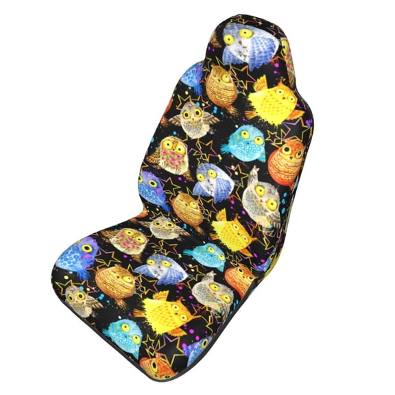 Picia Cartoon Bird Owl Print Waterproof Sweating Car Seat Cover for Post Gym Workout, Running, Beach and Hiking, Universal Fit Anti-Slip Bucket Seat Protector