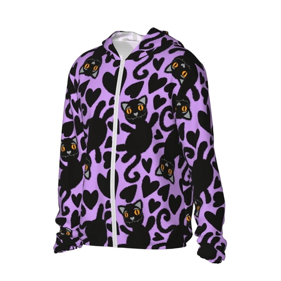 Picia Cartoon Black Cats Women's Men's UPF 50+ Sun Protection Hoodie Shirt Long Sleeve SPF Fishing Outdoor UV Hiking Lightweight Shirts-X-Large