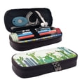 thumbnail image 1 of Picia Cartoon Cactus Pattern Large Capacity PU Leather Pencil Case Organizer Pen Marker Holder Double Zipper Storage Bag Big Pencil Pouch for College Office, 1 of 6