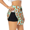 thumbnail image 1 of Picia Cartoon Carrot Pattern Women's 2 in 1 Athletic Running Shorts High Waisted Workout Casual Gym Sweat Shorts with Comfy Liner Zipper Pockets-Medium, 1 of 9