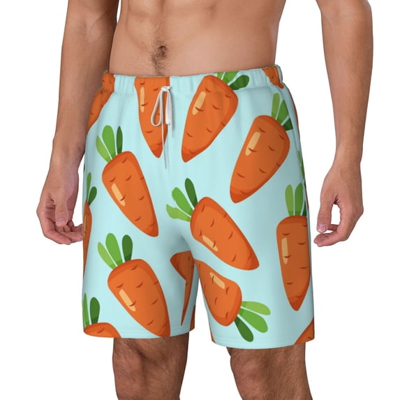 Picia Cartoon Carrot pattern Mens Swim Trunks with Compression Liner Stretch Beach Shorts Quick Dry with Zipper Pockets No-Chafing Board Shorts-XX-Large