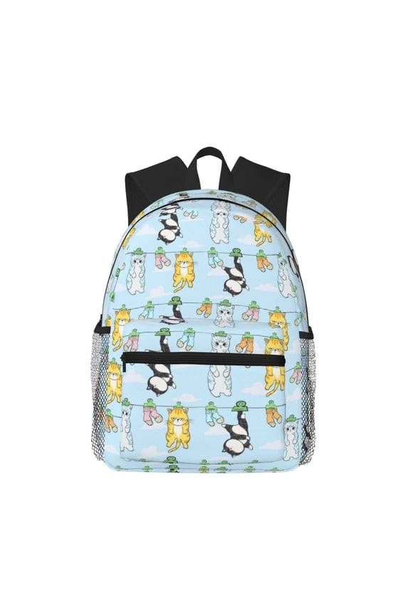 Cartoon Cat Large Capacity Backpack Classic Style Backpack Casual Backpack Water-Resistant School Work Travel Outdoor Backpack