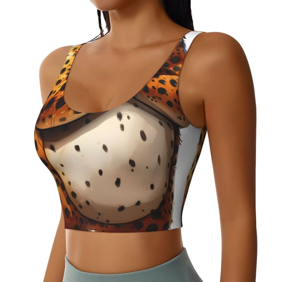 Picia Cartoon Cheetah With Attitude Sports Bra for Women,Padded Strappy Sports Bras Medium Support Yoga Bra with Removable Cups,Running Yoga Bra-X-Large