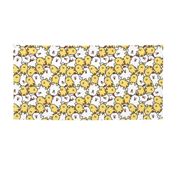 Picia Cartoon Chicken Pattern Party Banner, Festive Decoration, Holiday Banner, Celebration Decor, Event Banner, Reusable Party Banner-Small