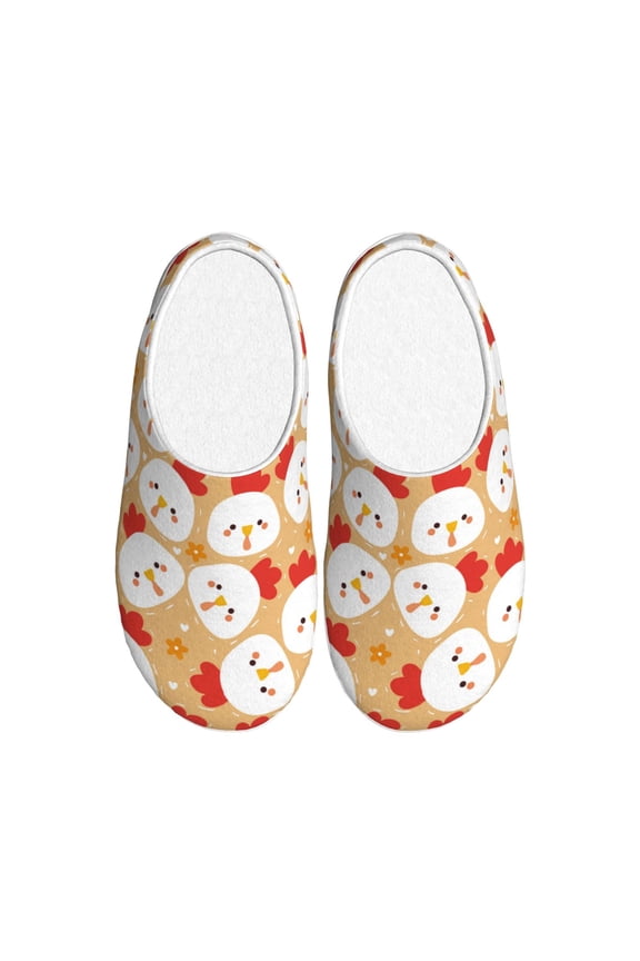 Cartoon Chicken for Women's Lamb-hug Comfy Fleece House Slippers Memory Foam, Slip-on House Shoes Indoor Outdoor-37/38
