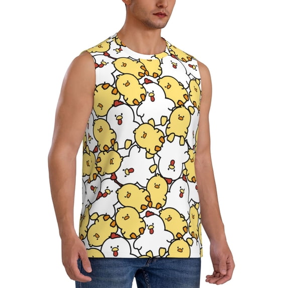 Picia Cartoon Chicken mens Cotton Tank Undershirts , Moisture-wicking Ribbed Tanks, Lightweight Cotton Tank Undershirts-Medium