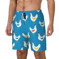 thumbnail image 1 of Picia Cartoon Chicken pattern Mens Swim Trunks with Compression Liner Stretch Beach Shorts Quick Dry with Zipper Pockets No-Chafing Board Shorts-, 1 of 9